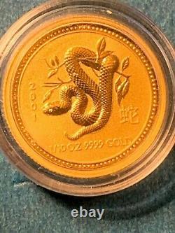 1/10 oz GOLD Lunar Series I 2001 Year of the Snake coin