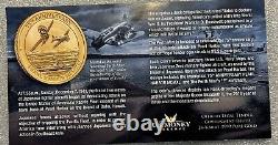 1/10 oz Gold Tuvalu Perth Mint WW2 Pearl Harbor 99.9% Gold Coin With COA Beautiful