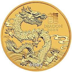 1/10oz Perth Mint Lunar Series III 2024 Year of Dragon Gold Bullion Coin