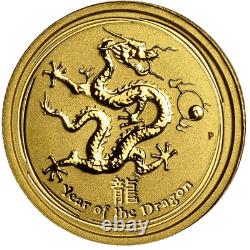 1/20 Oz 9999 Gold Perth Mint 2012 Year of the Dragon Bullion Coin New In Capsule