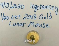 1/20 Troy Oz 2008 Australian Lunar Series II Mouse (Rat) Gold Coin (Perth Mint)