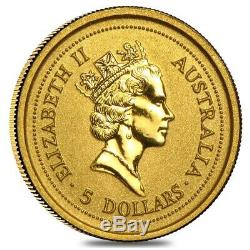 1/20 oz Australian Kangaroo/Nugget Gold Coin. 9999 Fine (Random Year)