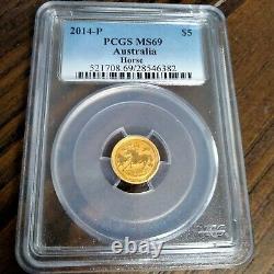 1/20 oz Gold Coin 2014 Australian Year of The Horse PCGS MS69 Gold Bullion
