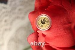 1/20oz 2017 Australia Year of The Rooster 9999 Gold Coin Original Mint Capsule
