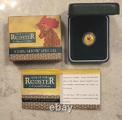 1/20oz Gold 999.9 Australian Lunar Year Of Rooster 2005 Coloured Perth Mint