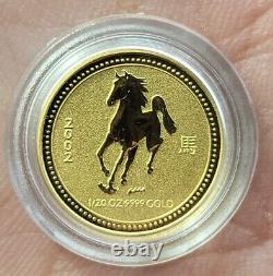 1/20oz Perth Mint Australian Lunar Year 2002 Of Horse Gold Coin 999.9 Series I