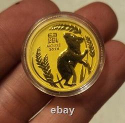 1/2oz Gold 999.9 Lunar Year Of Mouse 2020 Bullion Coin (Perth Mint)