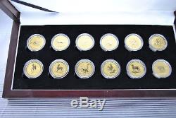 1/4 oz Australian Gold Lunar Coin Set of 12, Series One Rare