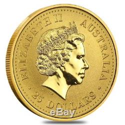 1/4 oz Australian Kangaroo/Nugget Gold Coin. 9999 Fine (Random Year)