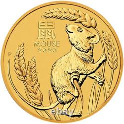 1/4 oz Gold Coin 2020 Lunar Series 3 Year of the Mouse Perth Mint NEW