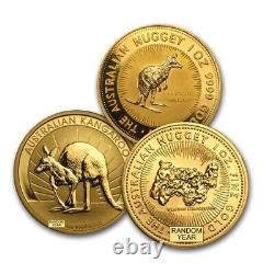 1 oz Australian Gold Kangaroo/Nugget Coin. 9999 Fine BU/PF Random Year