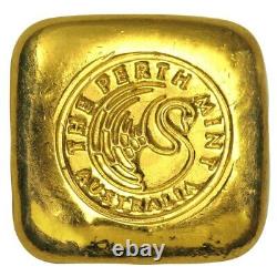 1 oz Perth Mint Cast Gold Button Bar. 9999 Fine