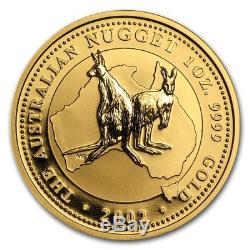 1oz Solid Gold $100 Coin (2002 Australian Kangaroos). 9999 Proof Like, As Struck