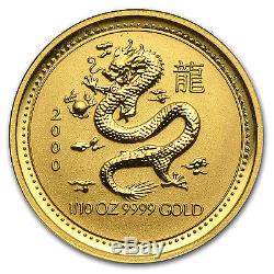 2000 1/10 oz Gold Australian Perth Mint Lunar Year of the Dragon Coin SKU#8989