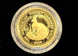 2000 1/20 oz Australian Proof Kangaroo/Nugget Gold Coin. 9999 Fine BU In Capsule