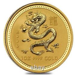 2000 1 oz Gold Lunar Year of The Dragon BU Australia Perth Mint In Cap