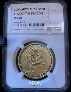 2000 & 2012. 1 Oz Australian Year Of The Dragon 3 Coin NGC 2 MS 70 & 1-Pf 70