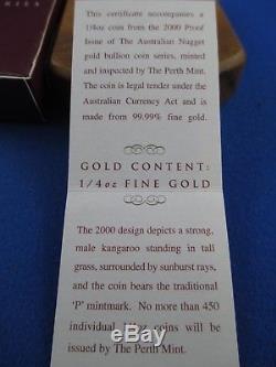 2000 $25 AUSTRALIAN NUGGET 1/4oz GOLD PROOF ISSUE COIN. A BEAUTY