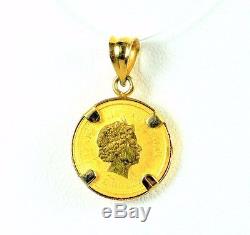 2000 $5 Australia 1/20 oz. 9999 Fine Gold Dragon Lunar Year Coin 14k Pendant