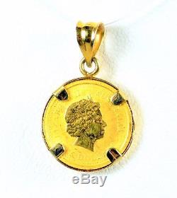 2000 $5 Australia 1/20 oz. 9999 Fine Gold Dragon Lunar Year Coin 14k Pendant