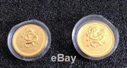 2000 AUSTRALIA GOLD LUNAR DRAGON 5 Coin Set Very Rare Uncirculated 2Oz 1/20oz