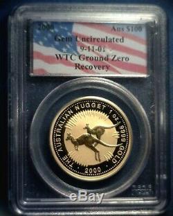 2000 Australia $100 Gold Nugget 9-11-01 WTC Ground Zero Recovery PCGS Gem Unc
