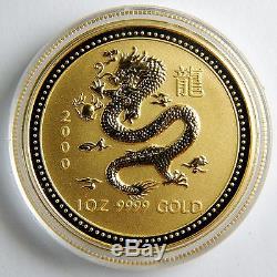 2000 Australia $100 Lunar Year of the Dragon 1 Oz Gold. 9999 Unc Coin #A0106