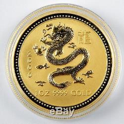 2000 Australia $100 Lunar Year of the Dragon 1 Oz Gold. 9999 Unc Coin #A0172