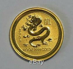 2000 Australia 1/20th oz. 9999 Fine Gold, Chinese Year of the Dragon $5 Coin
