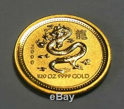 2000 Australia 1/20th oz. 9999 Fine Gold, Chinese Year of the Dragon $5 Coin