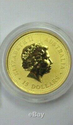 2000 Australia GOLD $15 Kangaroo Nugget (Millennium) 1/10 oz Perth BU. 9999 Fine