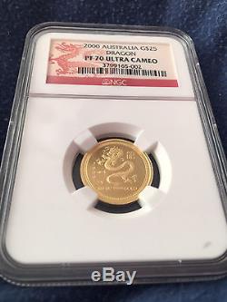 2000 Australia Gold Lunar Dragon 3 Coin Proof Set Pf70 Ultra Cameo