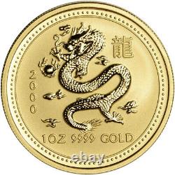 2000 Australia Gold Lunar Series I Year of the Dragon 1 oz $100 BU