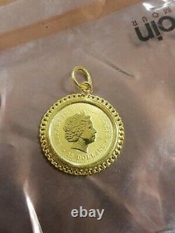 2000 Australian Gold Lunar Dragon 1/10 Oz Coin 18k Bezel RARE Series 1 Australia