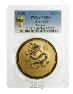 2000 Australian Lunar Year of the Dragon 2oz MS69 (Series I)-PCGS World Only -10