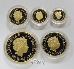 2000 Australian Nugget 5- Coin Gold Proof Set (1.9 oz. 9999 Gold) Rare only 600