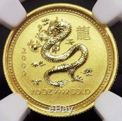 2000 Gold Australia $15 Lunar Year Of The Dragon 1/10 Oz Coin Ngc Mint State 69