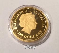 2000 Proof Australia Lunar Year Of The Dragon 1 Ounce Gold Coin Very Rare