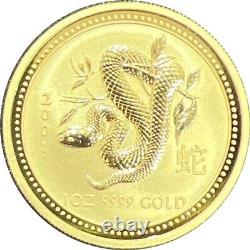 2001 1 oz Gold Lunar Year of The Snake BU Australia Perth Mint (Series I)