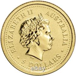 2001 Australia Gold Lunar Series I Year of the Snake 1/20 oz $5 BU