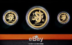 2001 Australia Lunar Year Of The Snake 3 Gold Proof Coin Set In Mint Box + Coa