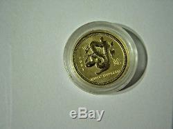 2001 Australian $15 Lunar Year Of The Snake Gold Coin 1/10 Oz. 9999 Gold