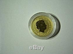 2001 Australian $15 Lunar Year Of The Snake Gold Coin 1/10 Oz. 9999 Gold