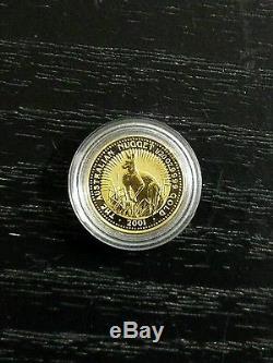 2001 The Australian Nugget $5 1/20oz Bullion Nugget Gold Coin 2001 Kangaroo