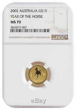 2002 1/10oz Gold Australian Lunar Horse Series 1 MS70 NGC (#007)