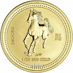 2002 1 oz $100 Gold Lunar Year of the Horse Australia Series I (BU) Series 1