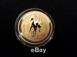 2002 Australia $100 1 oz Gold Lunar Year of the Horse, Gem in Original Capsule