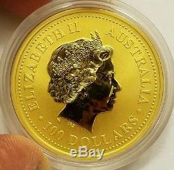 2002 Australia $100 1oz Gold Lunar Year of the Horse, Gem in Original Capsule