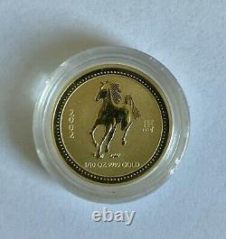 2002 Australia $15 Year of Horse 1/10 oz 9999 Gold Lunar Series I Perth Mint