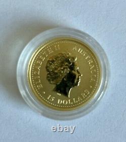 2002 Australia $15 Year of Horse 1/10 oz 9999 Gold Lunar Series I Perth Mint